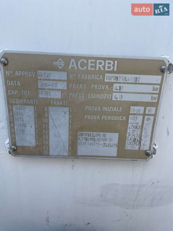 Цистерна полуприцеп Acerbi 21L 1996 в Броварах фото 16 Цистерна полуприцеп Acerbi 21L 1996 в Броварах