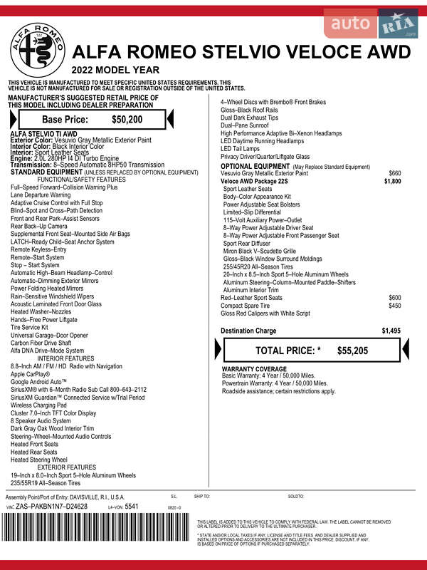Позашляховик / Кросовер Alfa Romeo Stelvio 2021 в Харкові