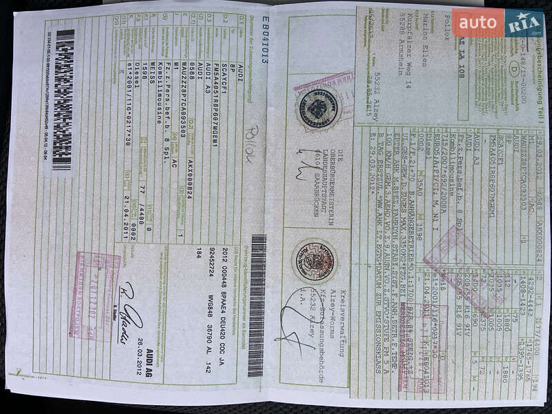 Хетчбек Audi A3 Sportback 2012 в Бучачі