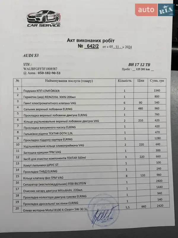 Седан Audi A3 2014 в Одесі документ