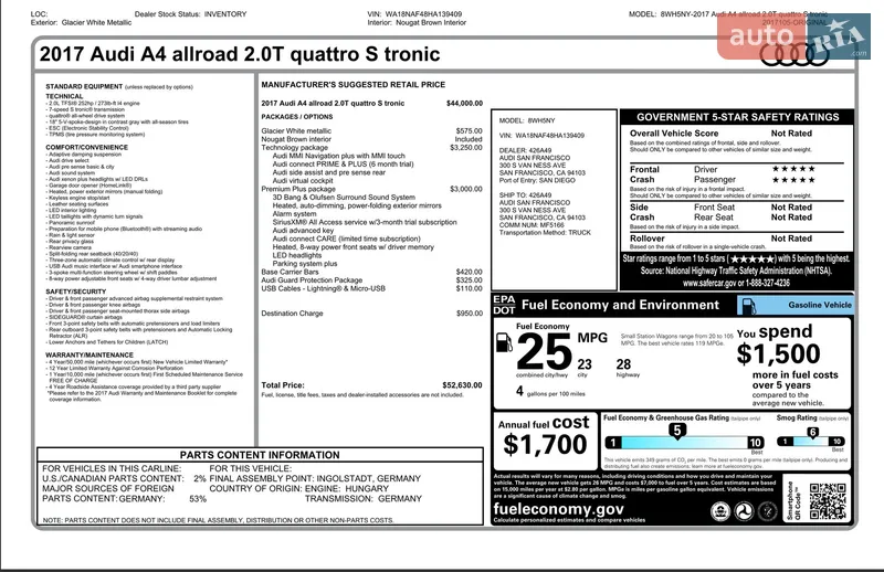 Универсал Audi A4 Allroad 2017 в Ивано-Франковске документ 2 фото Универсал Audi A4 Allroad 2017 в Ивано-Франковске документ