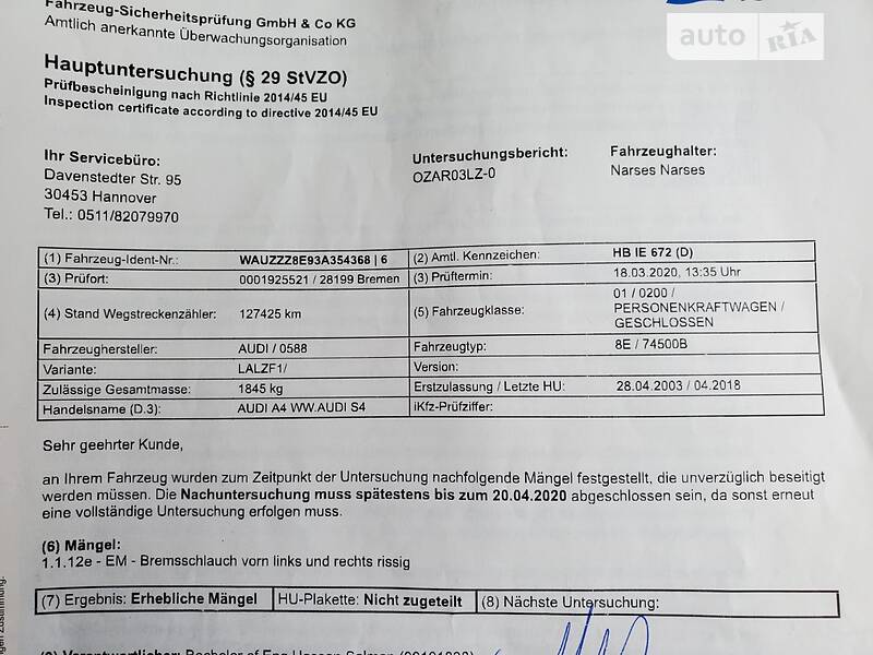 Седан Audi A4 2003 в Сарнах