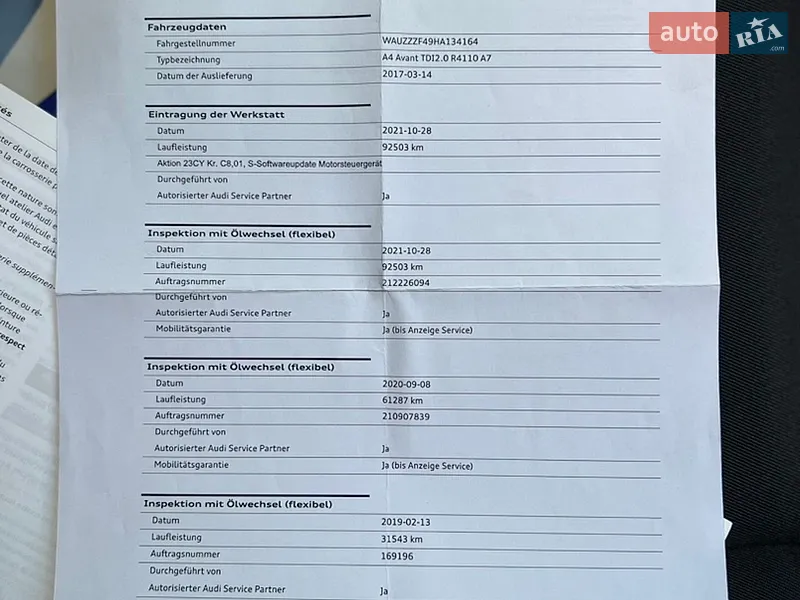 Універсал Audi A4 2017 в Жидачові документ