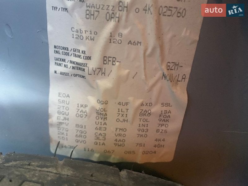 Кабріолет Audi A4 2004 в Житомирі фото 14 Кабріолет Audi A4 2004 в Житомирі
