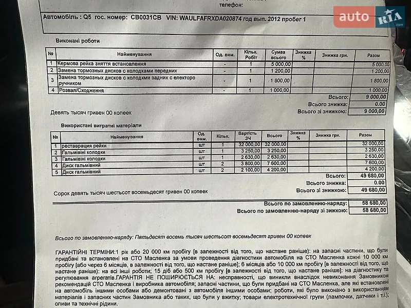 Купе Audi A5 2012 в Киеве документ