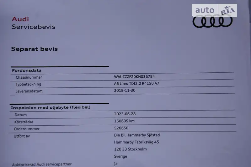 Седан Audi A6 2019 в Львове документ