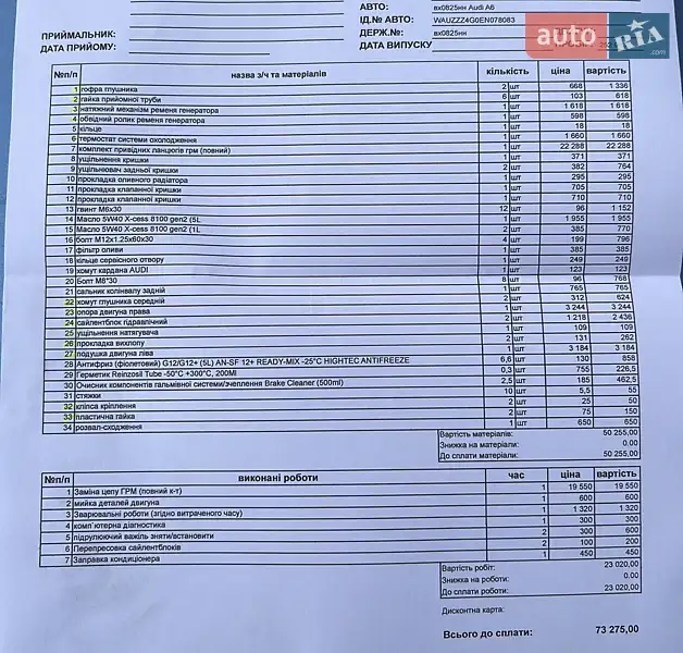 Седан Audi A6 2013 в Хмельницком документ