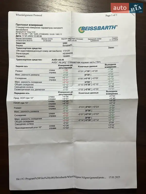 Седан Audi A6 2015 в Днепре документ 2 фото Седан Audi A6 2015 в Днепре документ