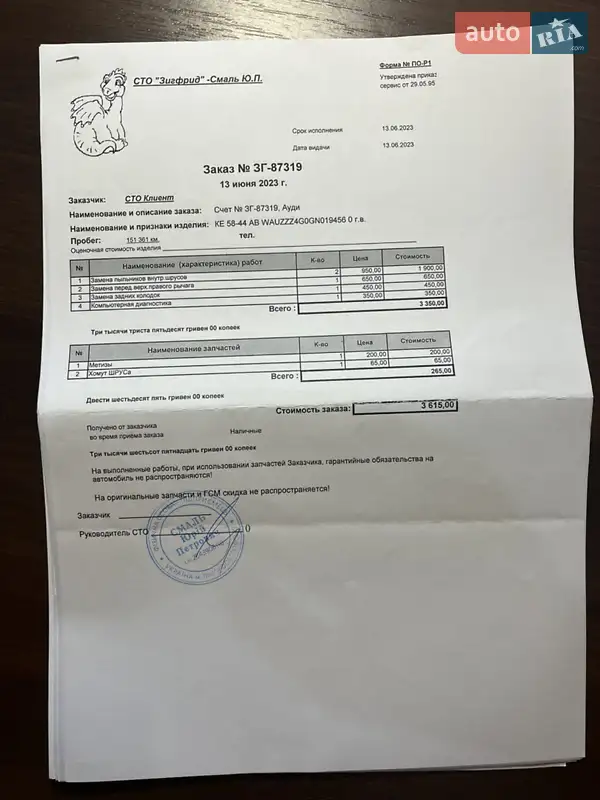 Седан Audi A6 2015 в Днепре документ