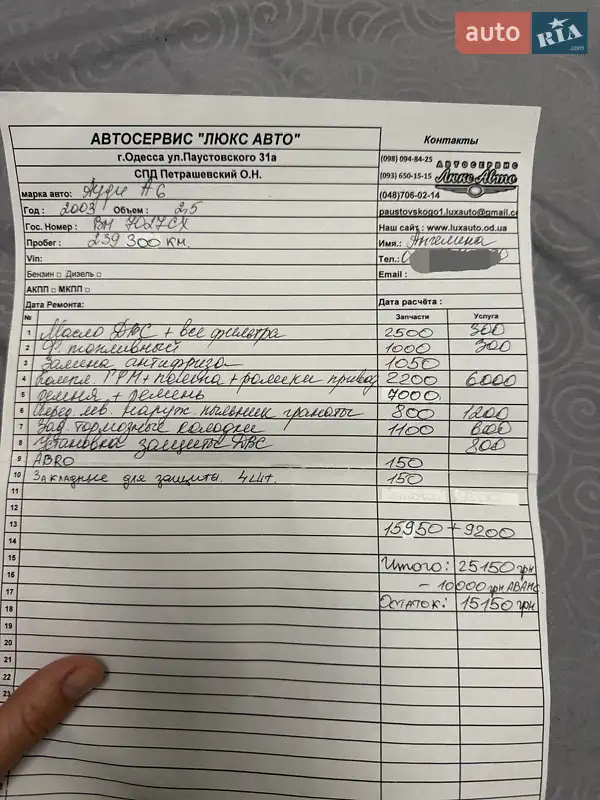 Универсал Audi A6 2003 в Одессе документ