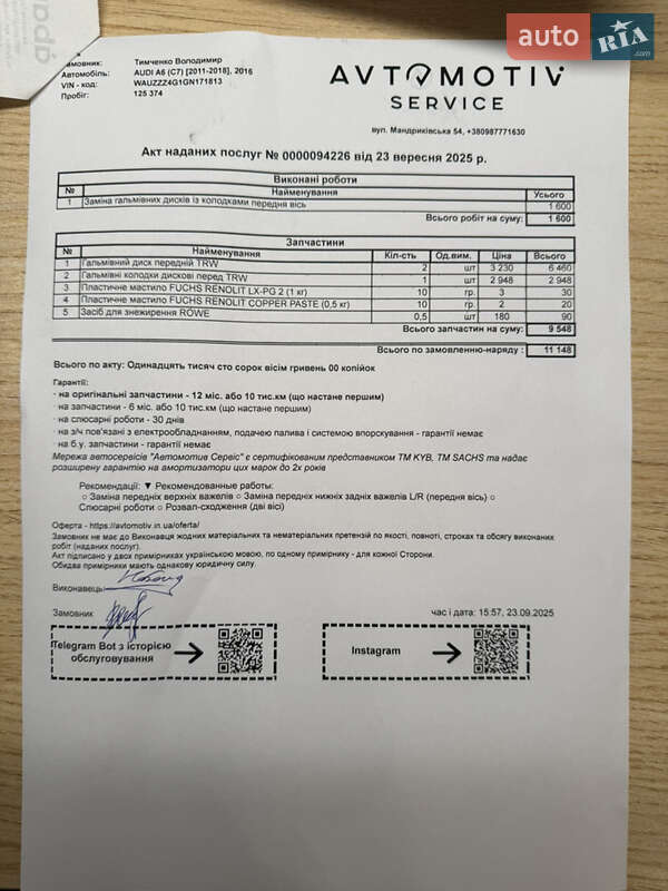 Седан Audi A6 2016 в Дніпрі