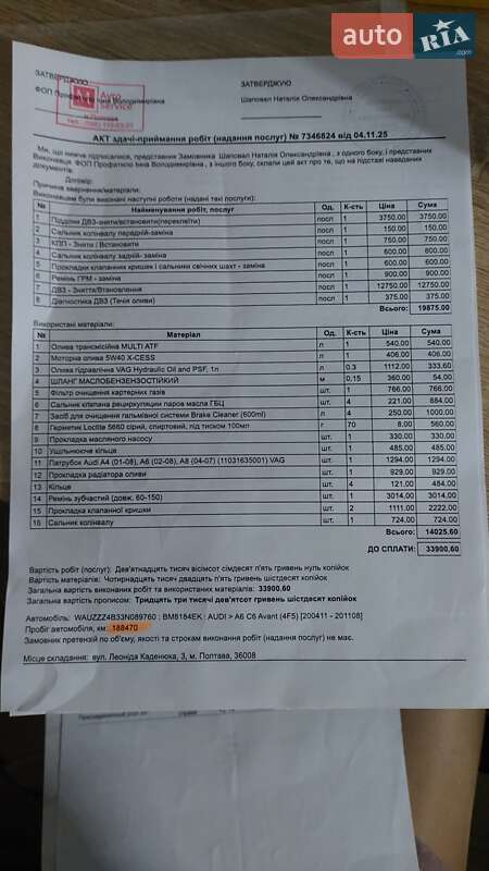 Седан Audi A6 2003 в Полтаве