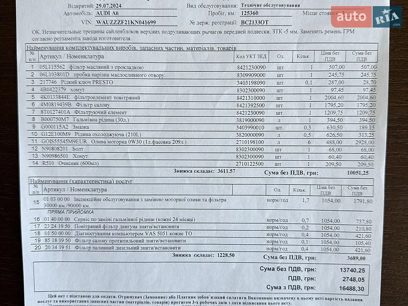 Універсал Audi A6 2018 в Києві документ