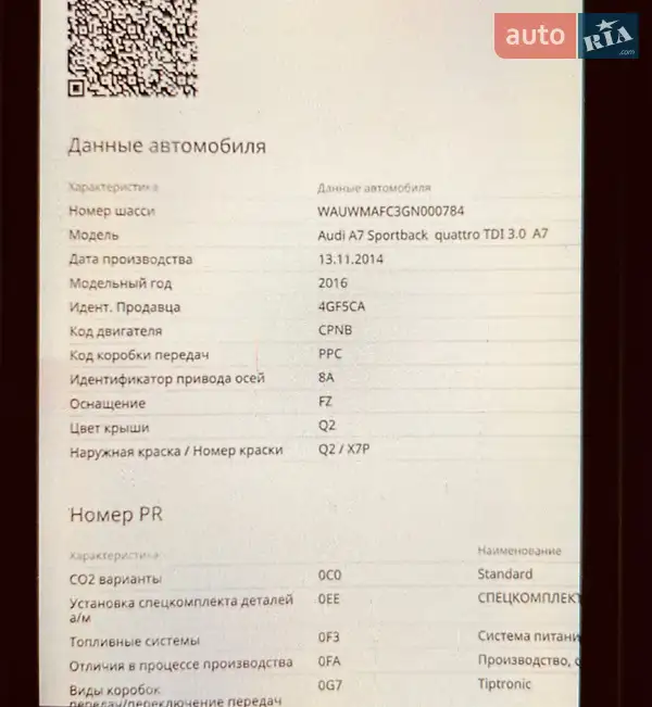 Ліфтбек Audi A7 Sportback 2014 в Івано-Франківську документ