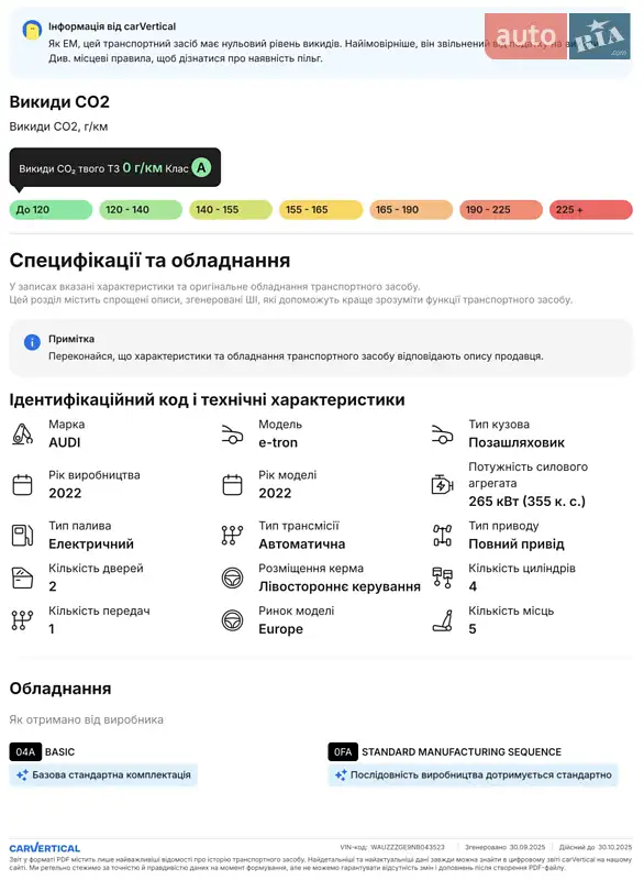 Внедорожник / Кроссовер Audi e-tron Sportback 2022 в Ковеле документ