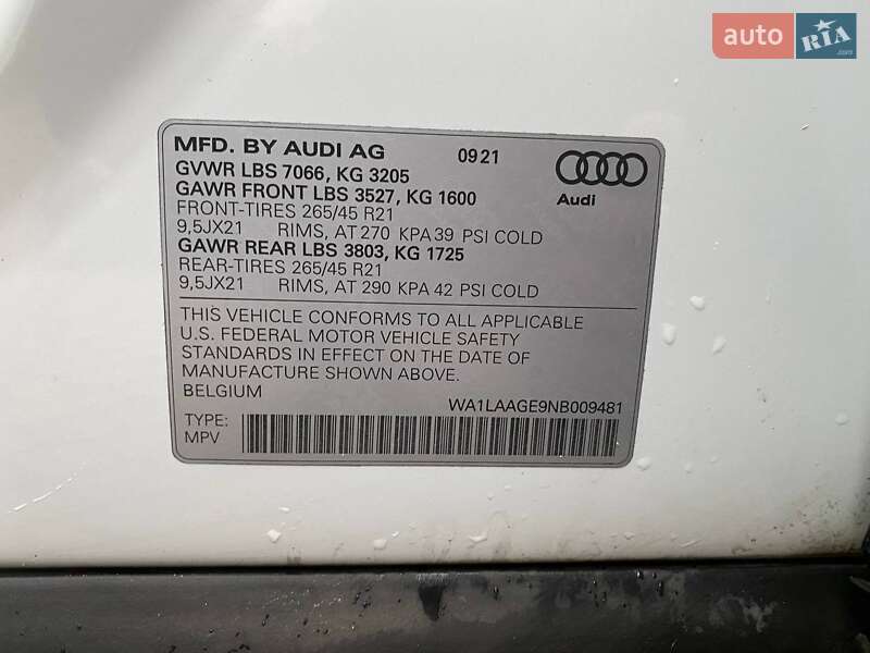 Внедорожник / Кроссовер Audi e-tron 2021 в Львове фото 27 Внедорожник / Кроссовер Audi e-tron 2021 в Львове