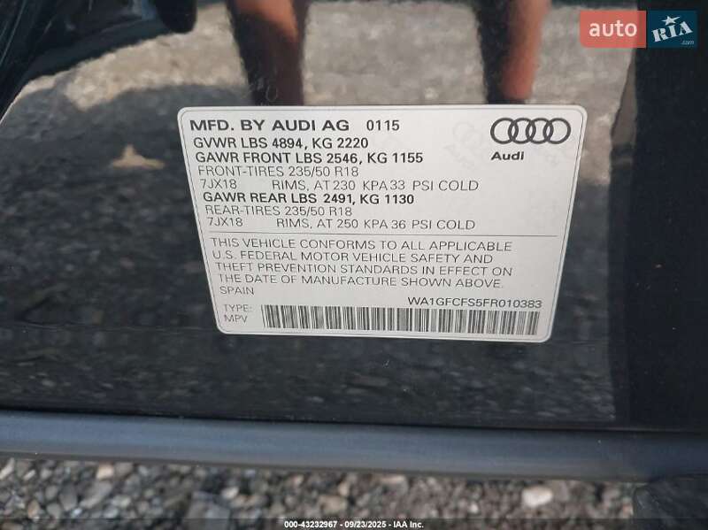 Внедорожник / Кроссовер Audi Q3 2015 в Одессе