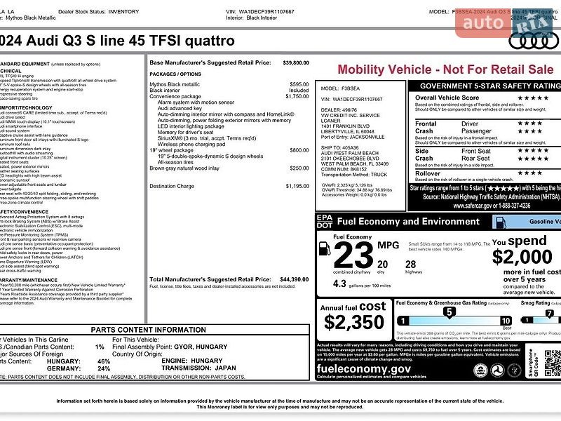 Позашляховик / Кросовер Audi Q3 2024 в Дніпрі