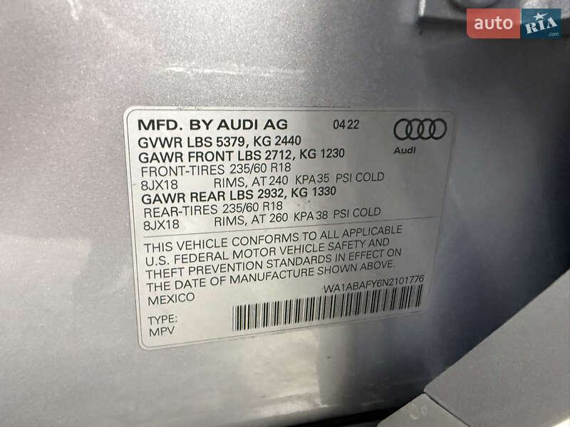 Внедорожник / Кроссовер Audi Q5 2022 в Одессе фото 24 Внедорожник / Кроссовер Audi Q5 2022 в Одессе