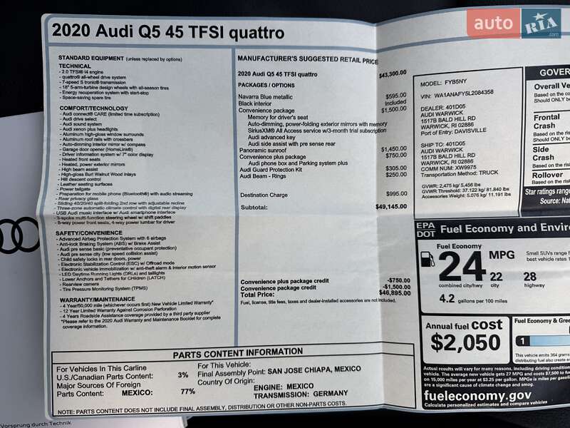 Внедорожник / Кроссовер Audi Q5 2020 в Львове фото 93 Внедорожник / Кроссовер Audi Q5 2020 в Львове