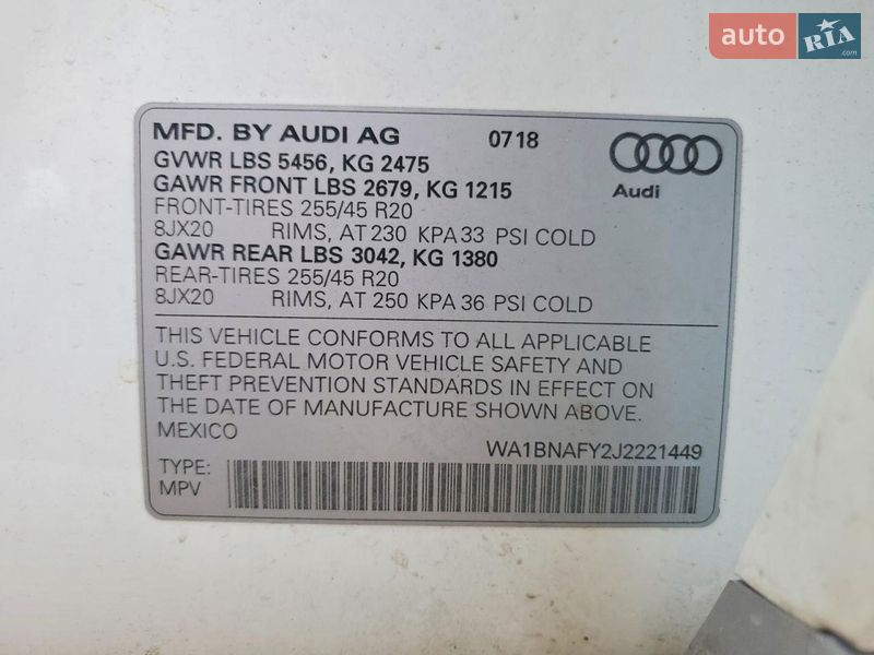 Внедорожник / Кроссовер Audi Q5 2018 в Ровно