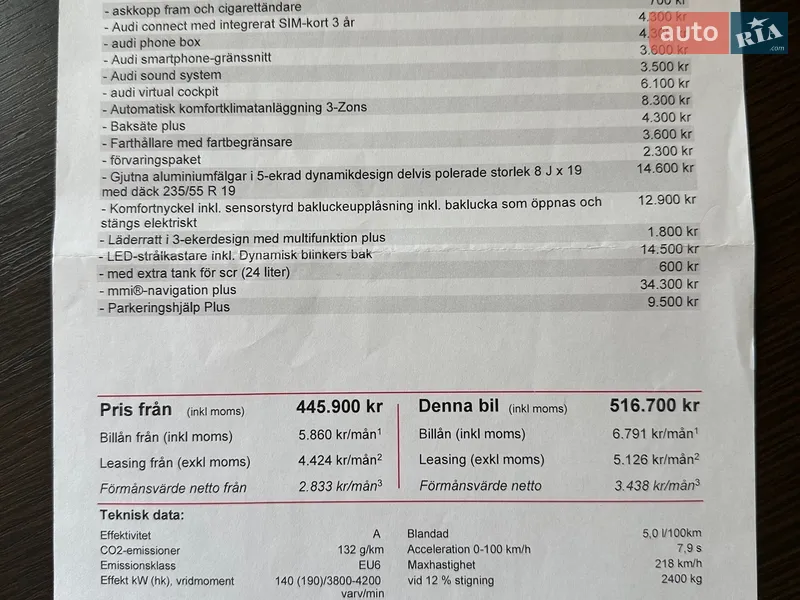 Внедорожник / Кроссовер Audi Q5 2017 в Владимирце документ