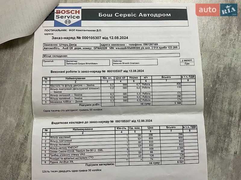 Внедорожник / Кроссовер Audi Q5 2014 в Виннице документ