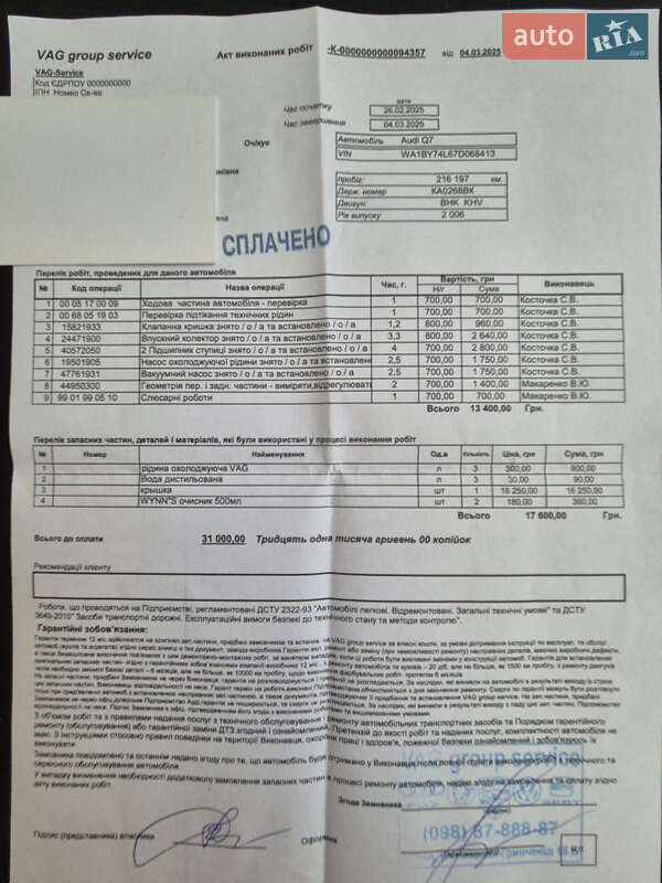 Внедорожник / Кроссовер Audi Q7 2007 в Киеве