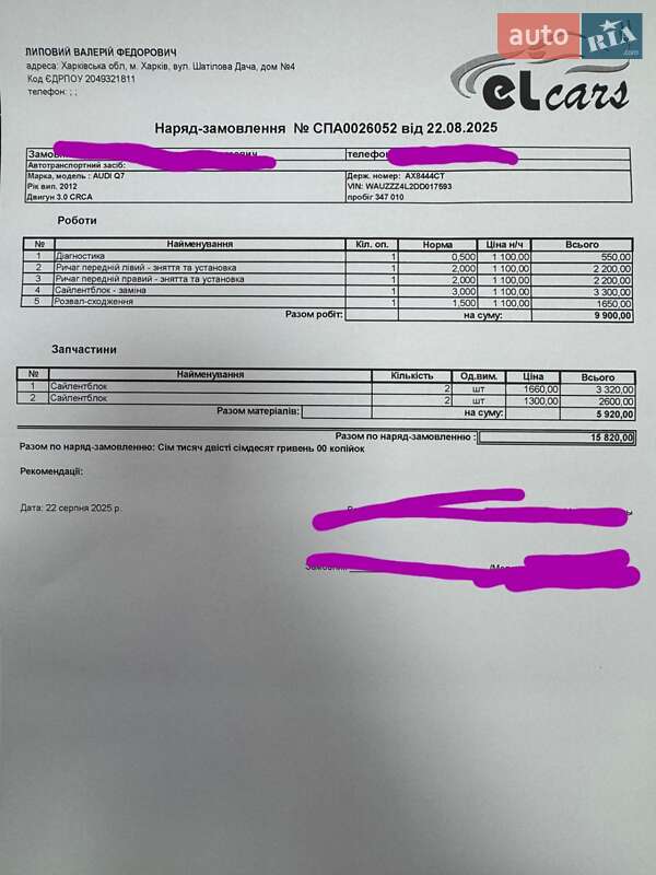 Внедорожник / Кроссовер Audi Q7 2012 в Харькове