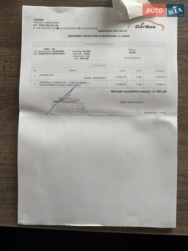 Внедорожник / Кроссовер Audi Q8 2018 в Киеве документ