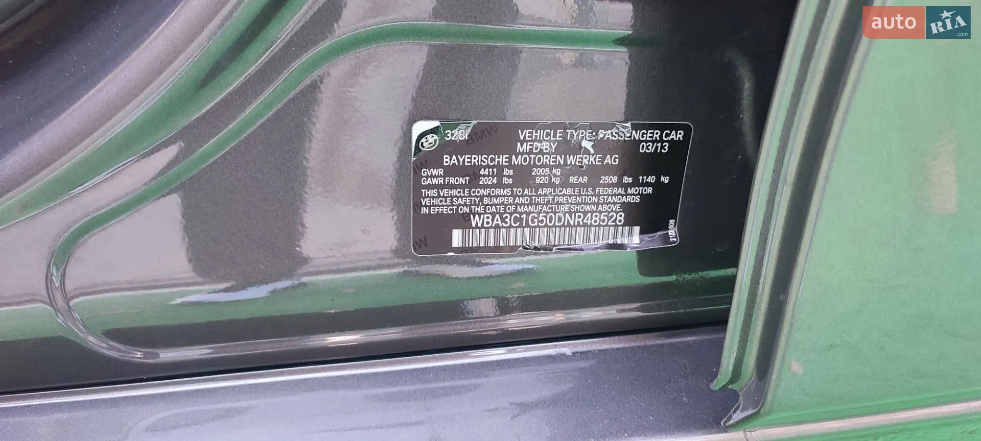 Bmw 3 серія 2013 VIN WBA3C1G50DNR48528 фото оголошення 19 з 27