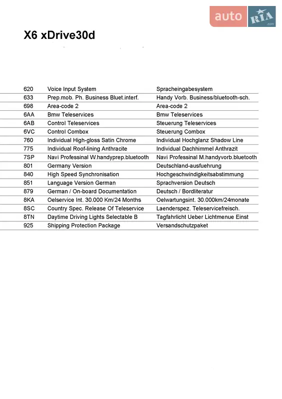 Внедорожник / Кроссовер BMW X6 2013 в Киеве документ