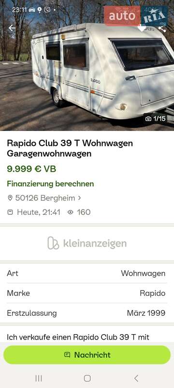 Прицеп дача Caravan Roller 2001 в Житомире