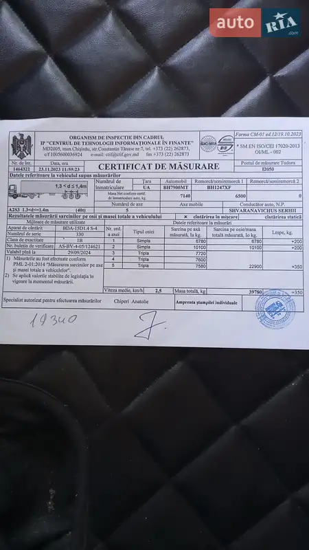 Цистерна полуприцеп Cardi Santi 1996 в Одессе документ