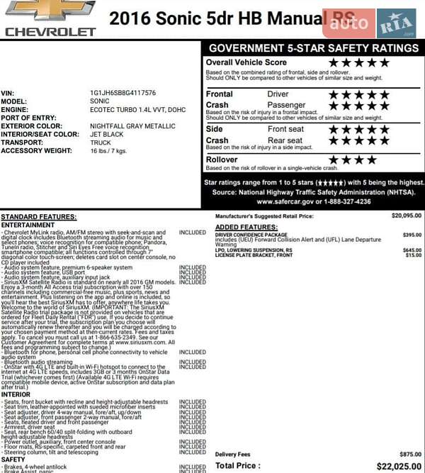 Хетчбек Chevrolet Sonic 2015 в Кривому Розі