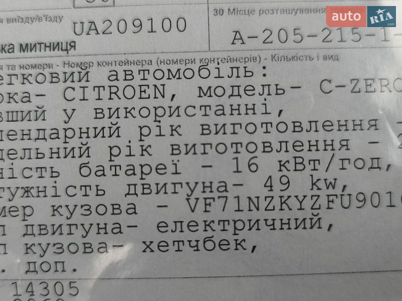 Хэтчбек Citroen C-Zero 2015 в Каменец-Подольском
