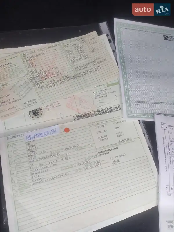 Минивэн Dacia Lodgy 2012 в Дубно документ