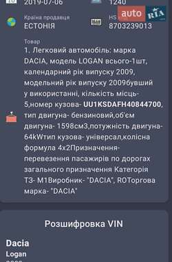 Универсал Dacia Logan MCV 2009 в 