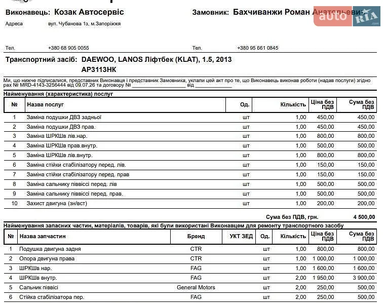 Седан Daewoo Lanos 2008 в Запорожье документ