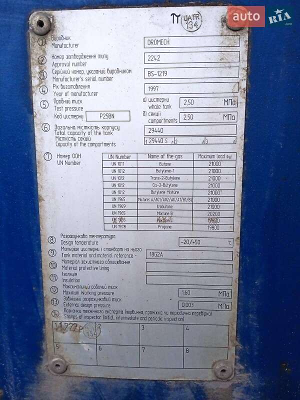 Цистерна полуприцеп Dromech CNG 1997 в 