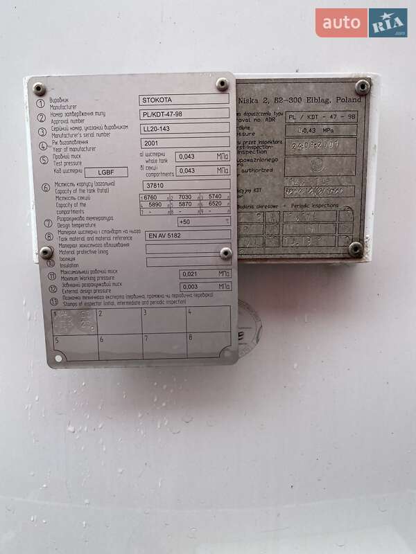 Цистерна полуприцеп Elzam 3NC38 2001 в Львове фото 4 Цистерна полуприцеп Elzam 3NC38 2001 в Львове