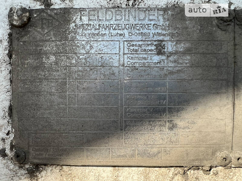 Цистерна напівпричіп Feldbinder FFB 2001 в Дніпрі