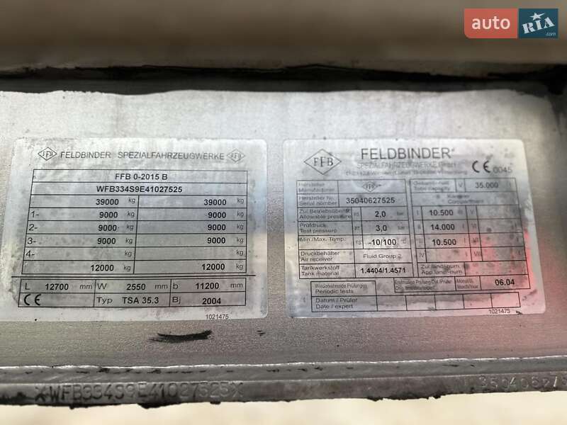 Цистерна напівпричіп Feldbinder TSA 2004 в Великій Багачці