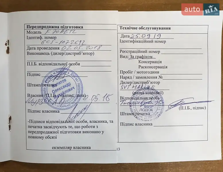 Лодка Finval 475 2018 в Херсоне документ