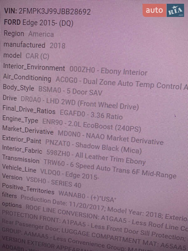Внедорожник / Кроссовер Ford Edge 2017 в Белой Церкви