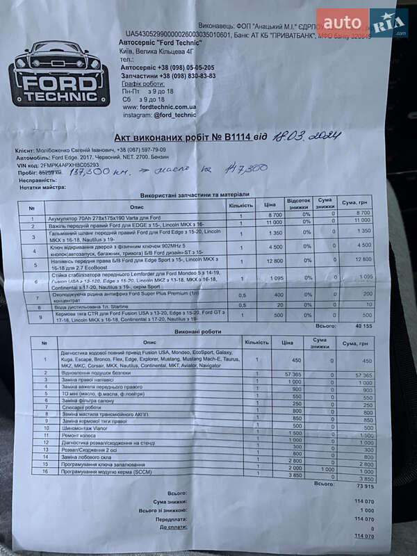 Позашляховик / Кросовер Ford Edge 2017 в Києві