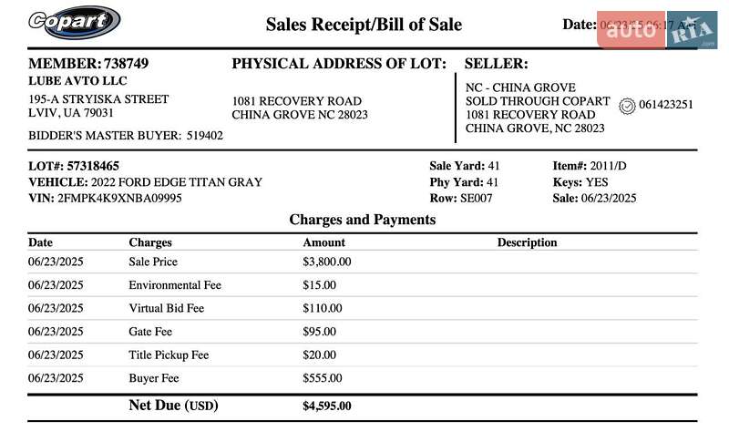 Внедорожник / Кроссовер Ford Edge 2022 в Львове