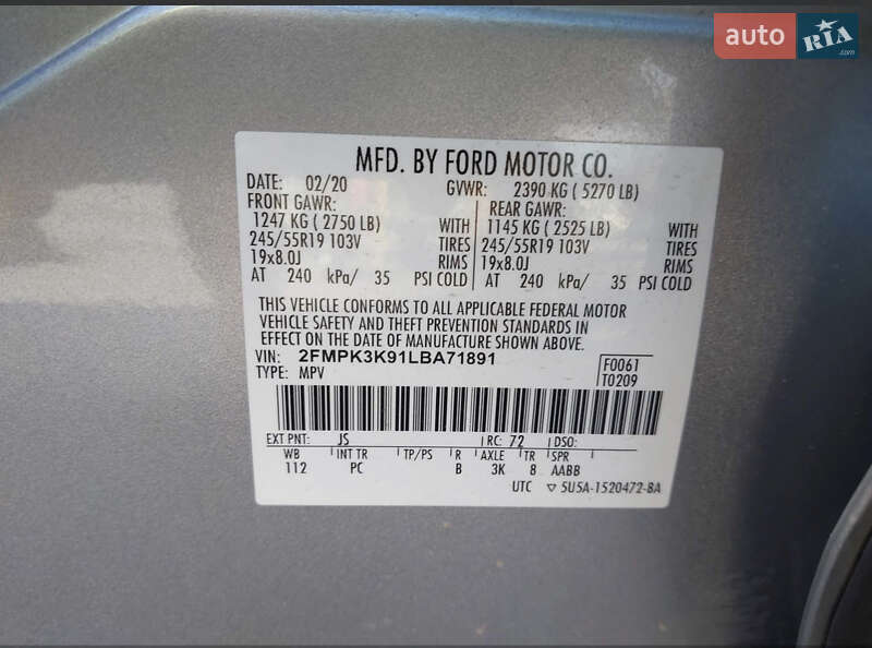 Внедорожник / Кроссовер Ford Edge 2020 в Ровно