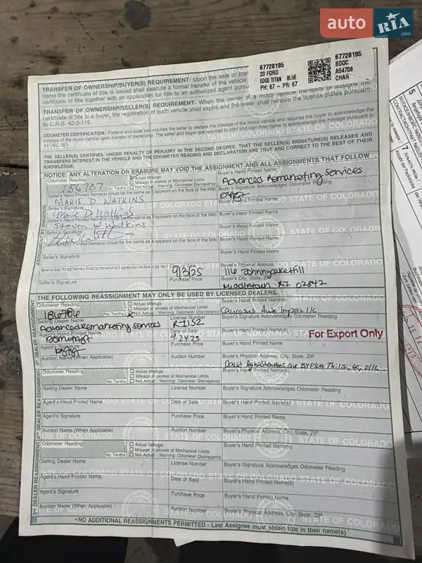 Внедорожник / Кроссовер Ford Edge 2020 в Дубно документ