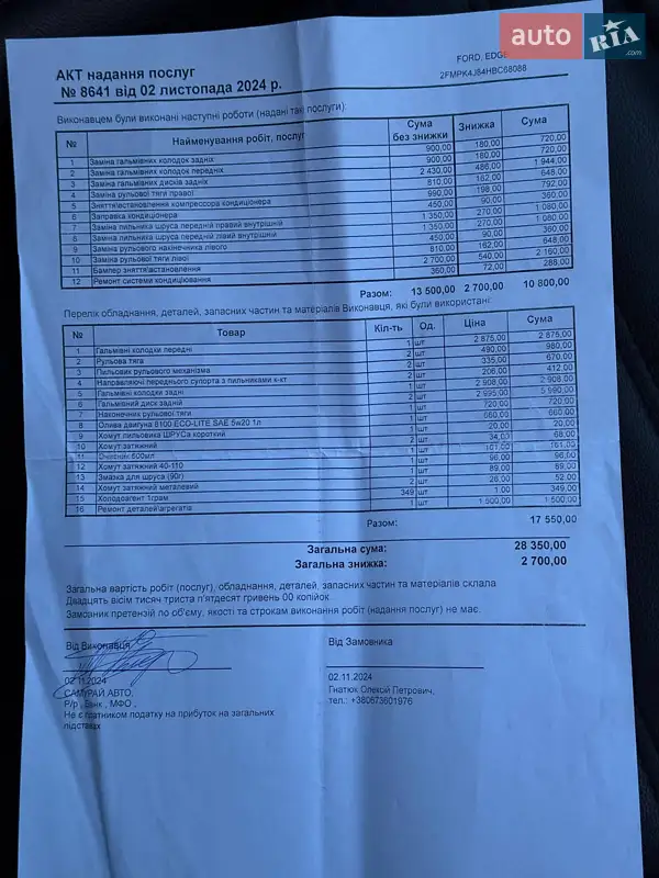 Позашляховик / Кросовер Ford Edge 2017 в Рівному документ